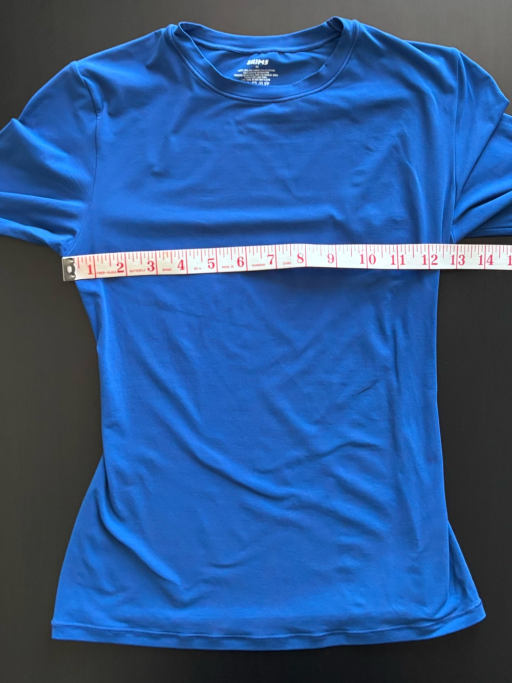 SKIMS Fits Everybody Long Sleeve T-Shirt in Sapphire Blue - Picture 6 of 7